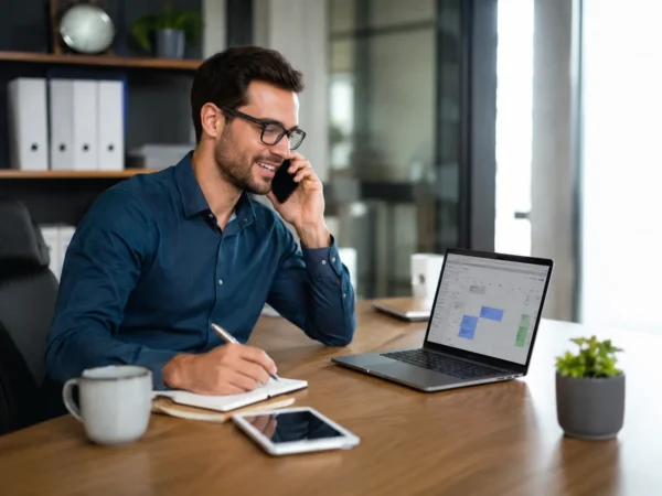 Profesional realizando una llamada comercial