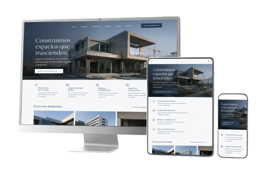 Web multidispositivo para una empresa de construcción y servicios profesionales